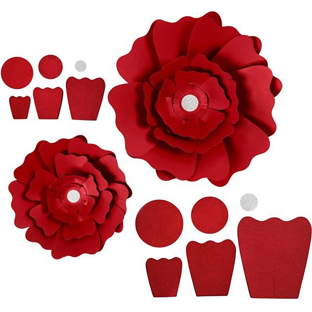 Creativ Company Papirblomster, rød, diam. 15 25 cm, 230 g, 2stk - DIY: Papirblomster - Byg-selv.info